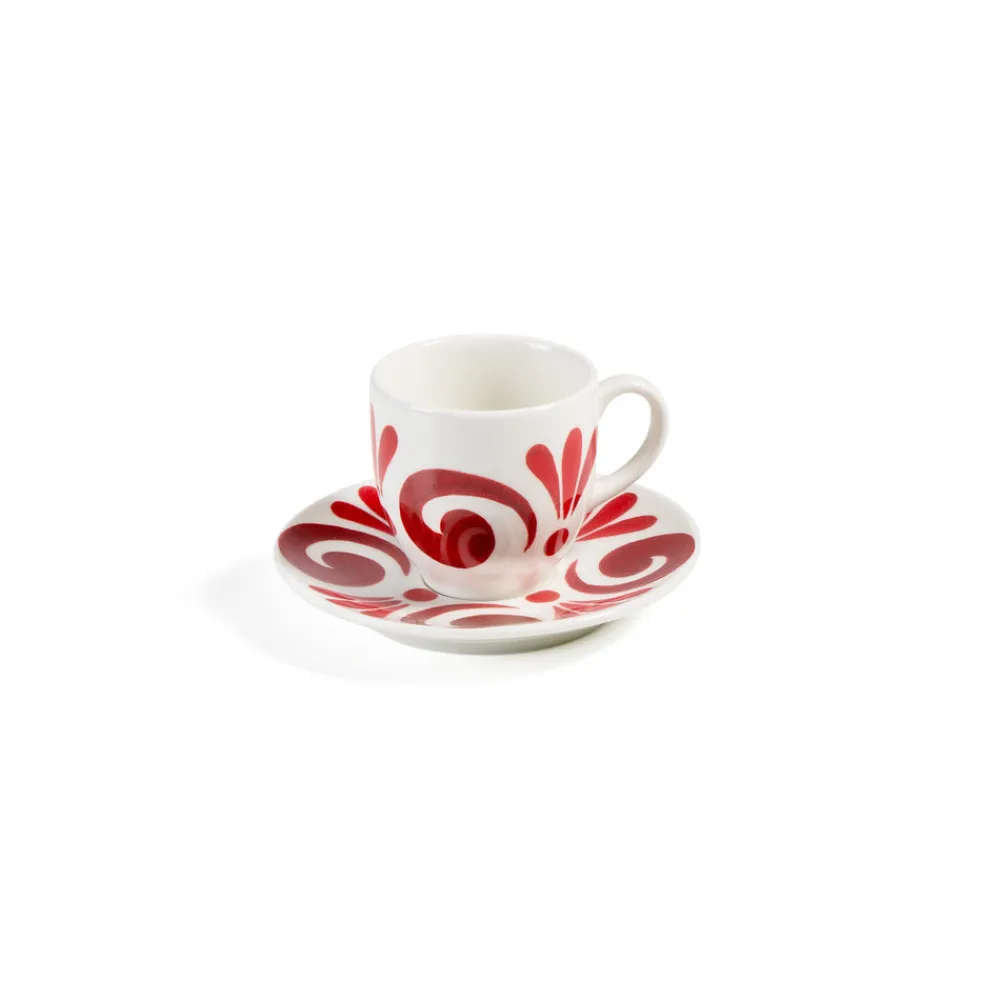 Themis Z Dinnerware|Kallos Espresso Cup in Deep Red on White