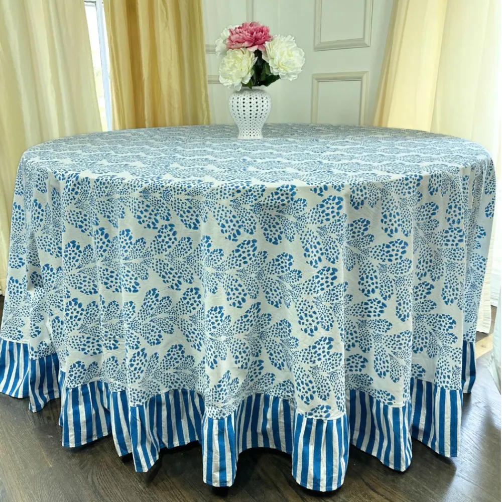 Flying Sheep Country Place Settings & Linens|Kelli Tablecloth in Cabana Blue