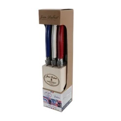 Jean Dubost Laguiole Flatware|Knives in a Block in Paris Colors, Set of 6