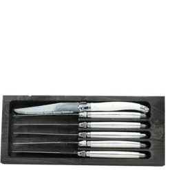 Jean Dubost Laguiole Flatware|Knives with White Handles, Set of 6