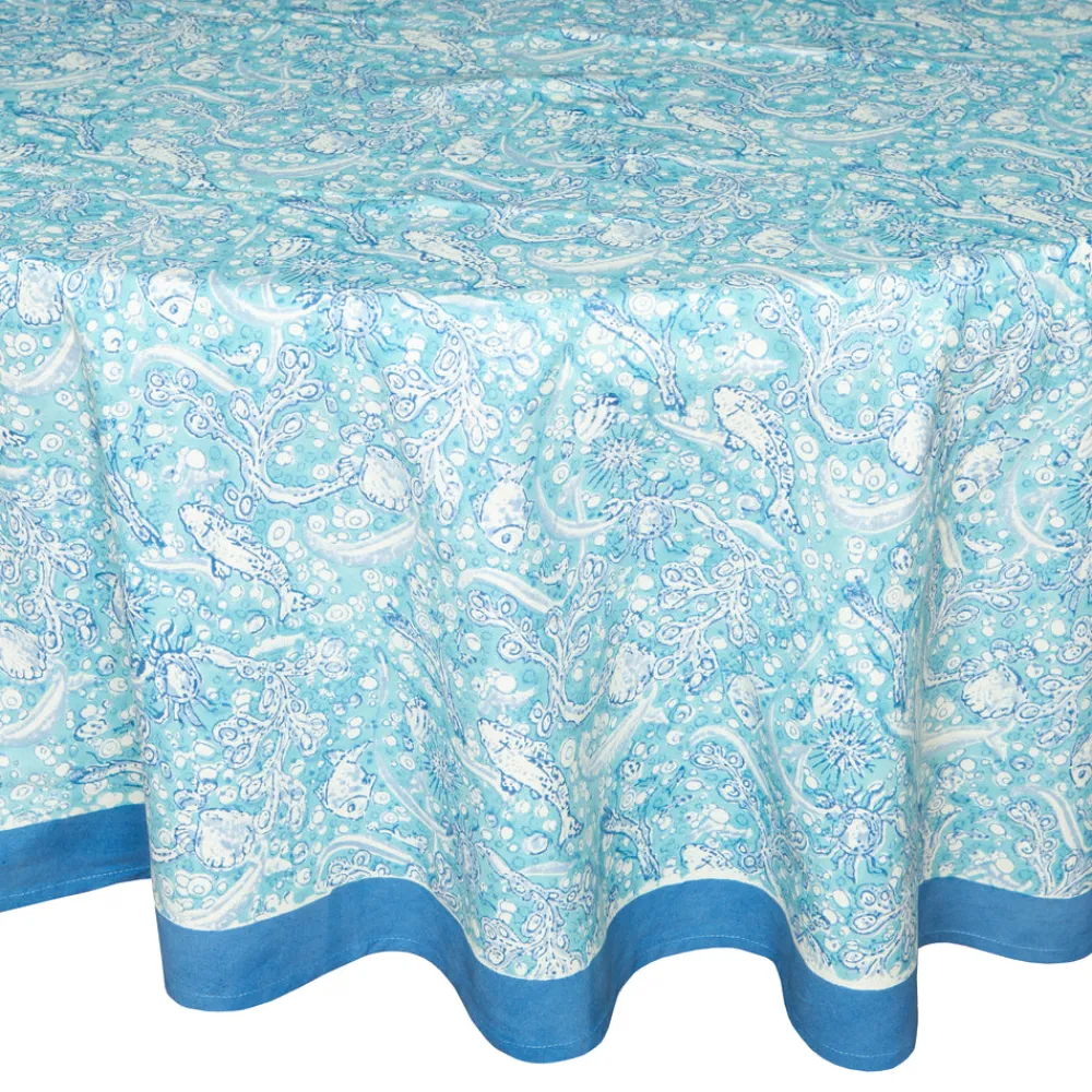 Couleur Nature Place Settings & Linens|La Mer Tablecloth in Aqua