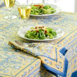 Couleur Nature Place Settings & Linens|La Mer Tablecloth in Blue & Yellow