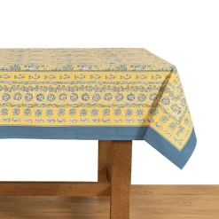 Couleur Nature Place Settings & Linens|La Mer Tablecloth in Blue & Yellow