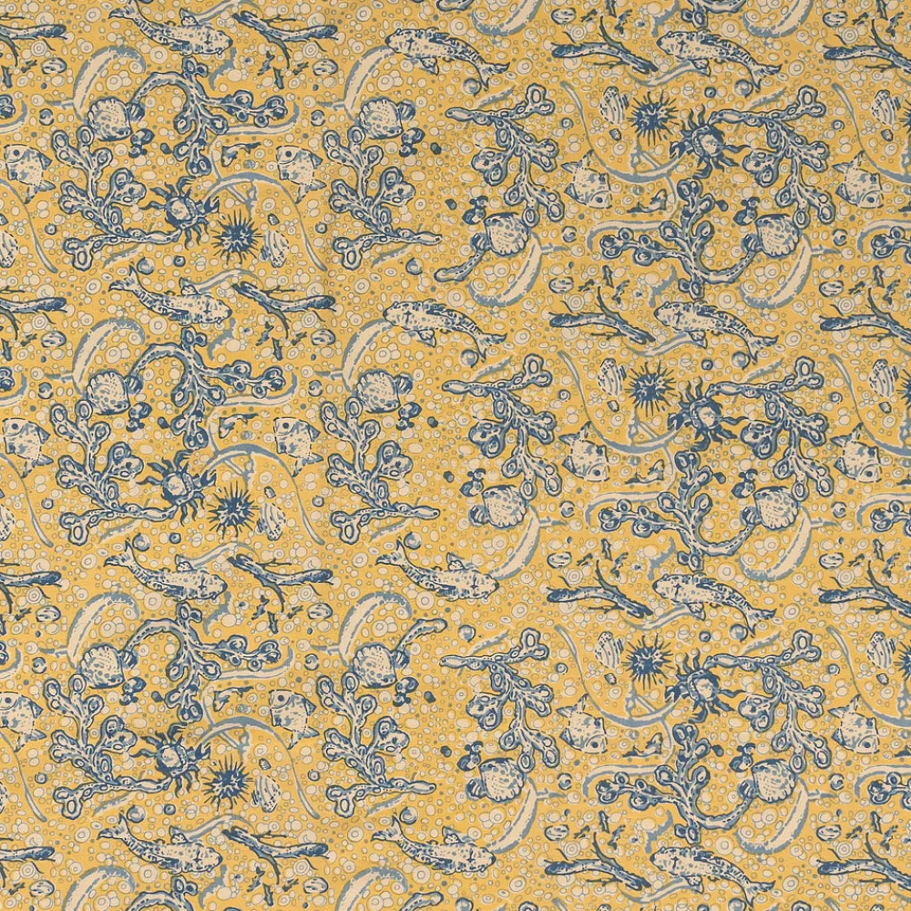 Couleur Nature Place Settings & Linens|La Mer Tablecloth in Blue & Yellow