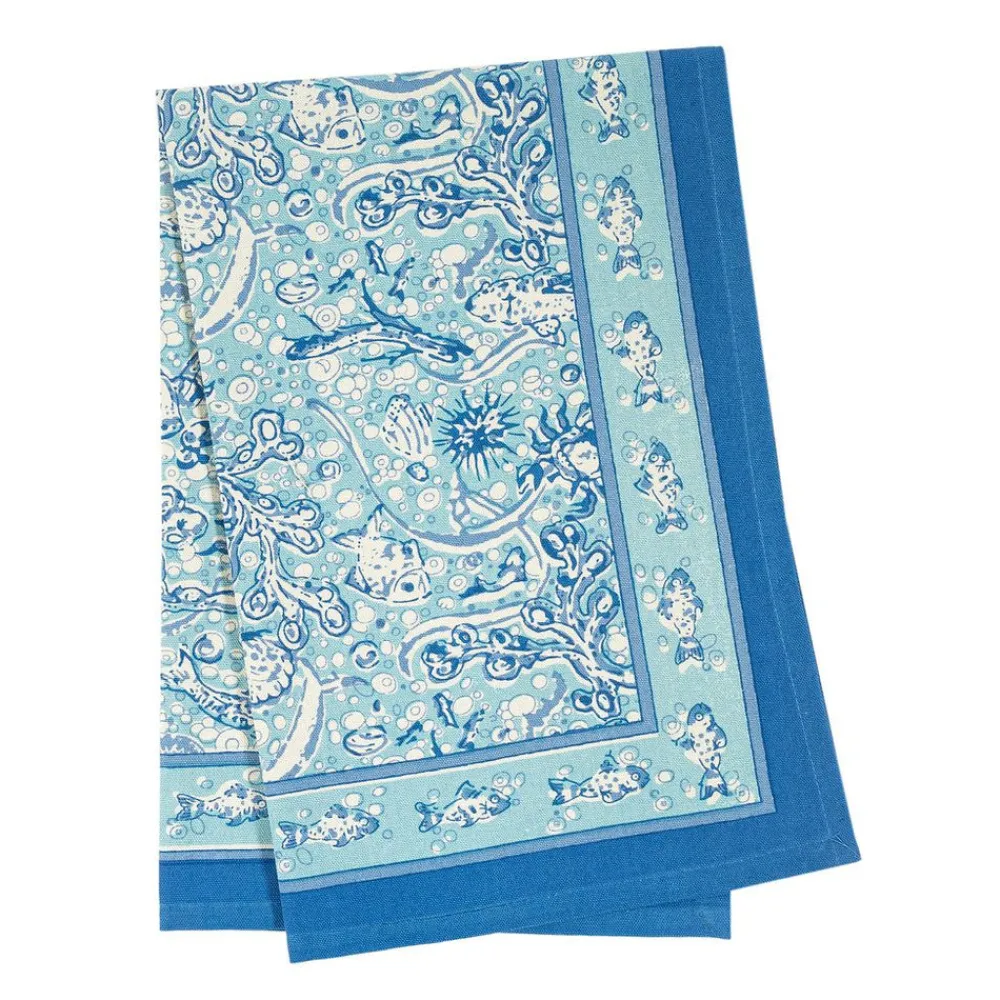 Couleur Nature Place Settings & Linens|La Mer Tea Towels in Aqua, Set of 3