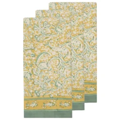 Couleur Nature Place Settings & Linens|La Mer Tea Towels in Aqua & Citrine, Set of 3