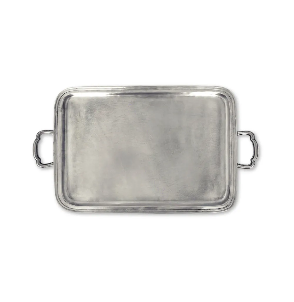 Match Silver|Dinnerware|Lago Rectangle Tray with Handles, Large