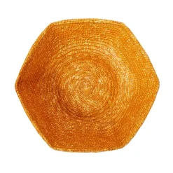 Cabana Dinnerware|Large Hexagonal Raffia Basket in Yellow