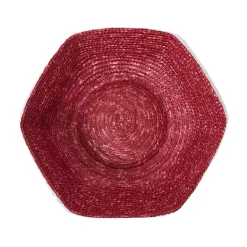 Cabana Dinnerware|Large Hexagonal Raffia Basket in Deep Purple