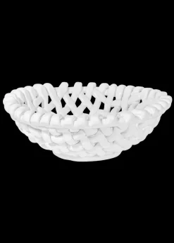 Late Afternoon Dinnerware|Large White Basketweave Bowl