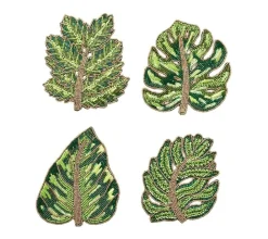 Kim Seybert Place Settings & Linens|Laurel Drink Coasters in Green, Set of 4 in a Gift Bag