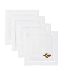 Henry Handwork Place Settings & Linens|Leaves & Acorns Cocktail Napkins, Set of 4