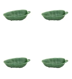 Bordallo Pinheiro Dinnerware|Leaves Bowl Banana 21" Leaf in Green, Set of 4