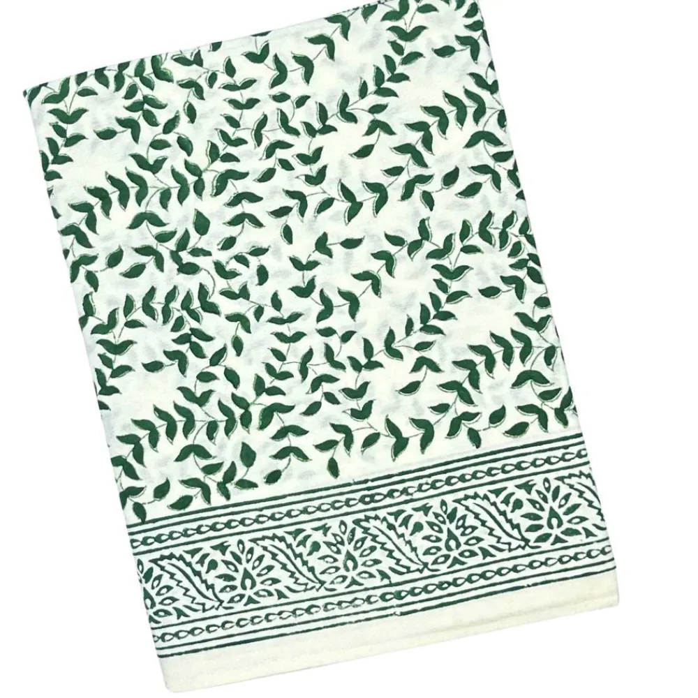 Flying Sheep Country Place Settings & Linens|Leaves Tablecloth in Dark Green