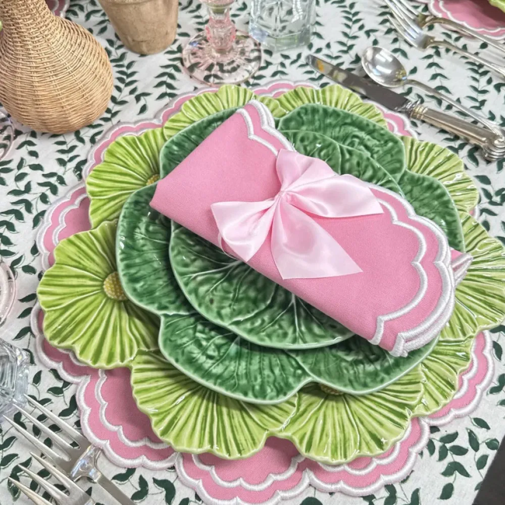 Flying Sheep Country Place Settings & Linens|Leaves Tablecloth in Dark Green