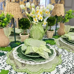 Flying Sheep Country Place Settings & Linens|Leaves Tablecloth in Dark Green