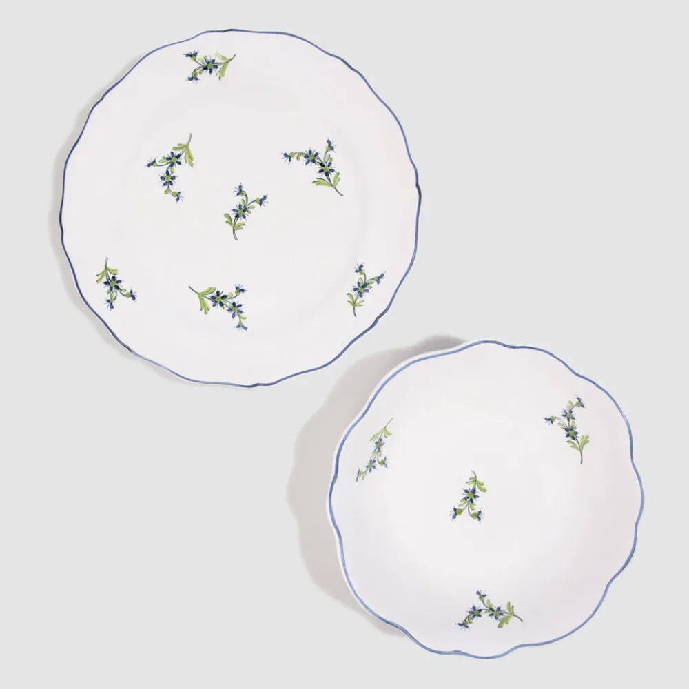 Z.d.G. Dinnerware|Les Bleuets Bowl, Bleu Egyptien et Vert