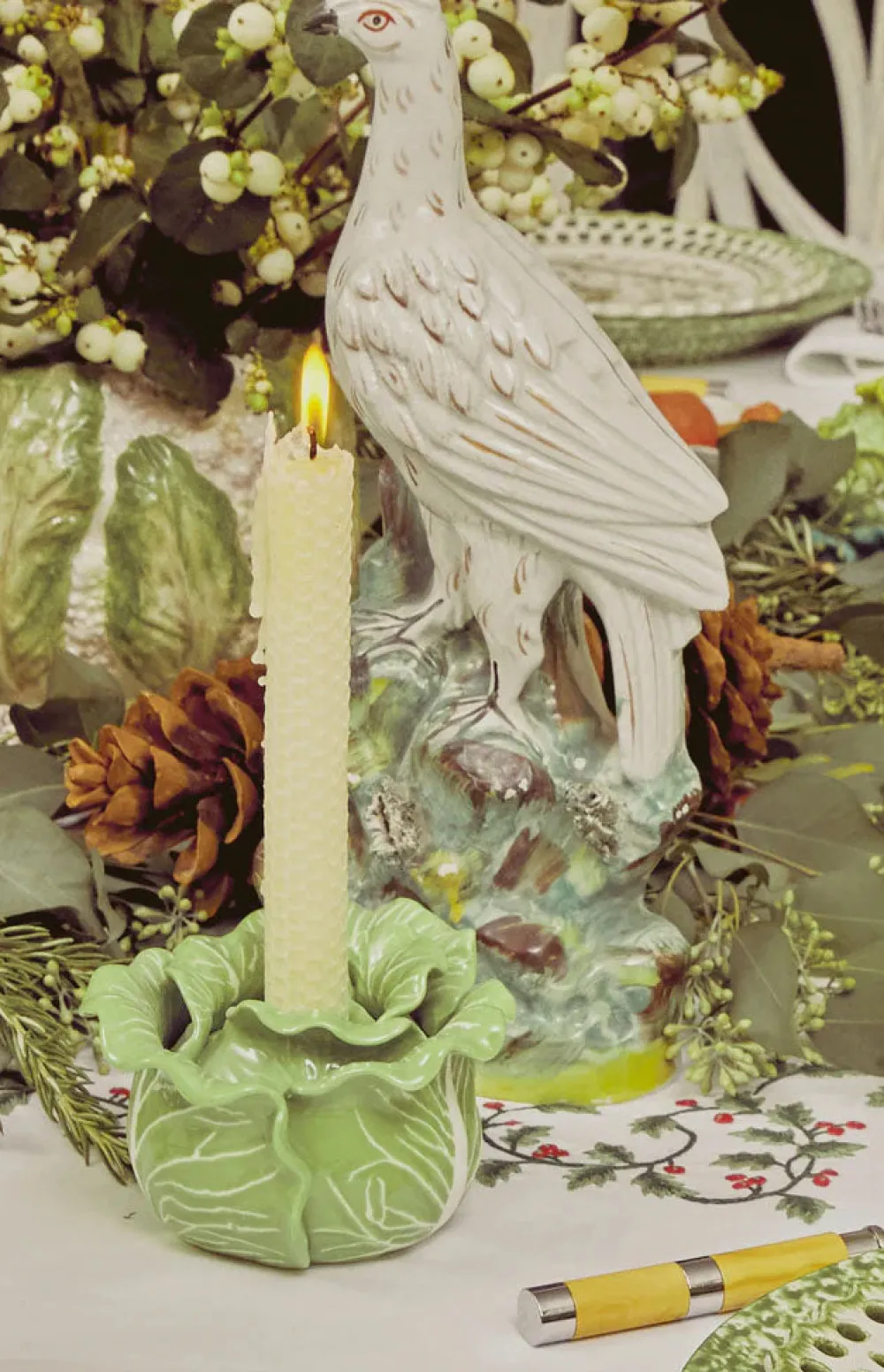 Tory Burch Dinnerware|Lettuce Ware Candle Holder in Green, Set of 2