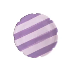 Vaisselle Dinnerware|Lila Dessert Plate in Lila Light & Dark Lilac Stripe