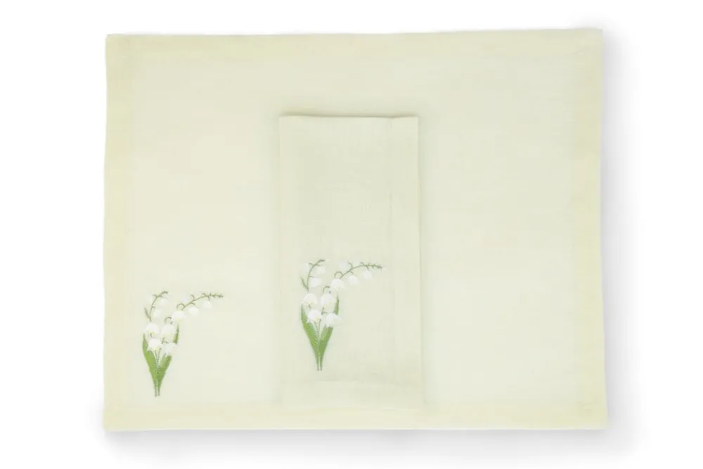 TriChi Design Place Settings & Linens|Lily of the Valley Collection Napkin and Placemat, Set of 2