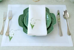 TriChi Design Place Settings & Linens|Lily of the Valley Collection, White Linen Napkin, Set of 4