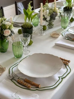 TriChi Design Place Settings & Linens|Lily of the Valley Collection, White Linen Napkin, Set of 4