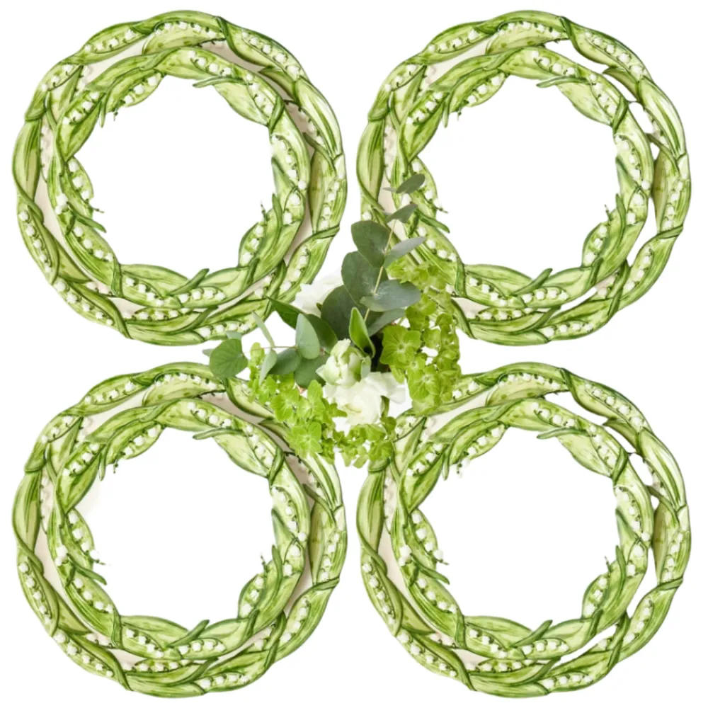 Mrs. Alice Dinnerware|Lily of the Valley Dinner & Starter Plates, Set of 4