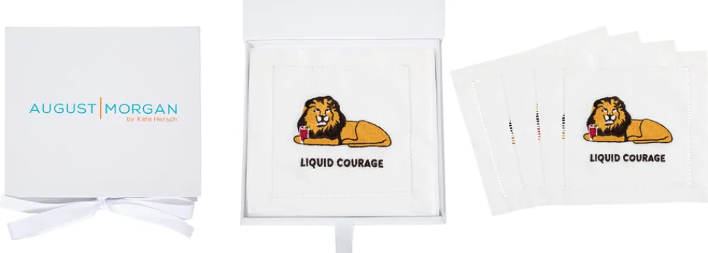 August Morgan Place Settings & Linens|Liquid Courage Cocktail Napkins, Set of 4