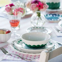 VIETRI Dinnerware|Lisbon Green Brushstroke Cereal Bowl