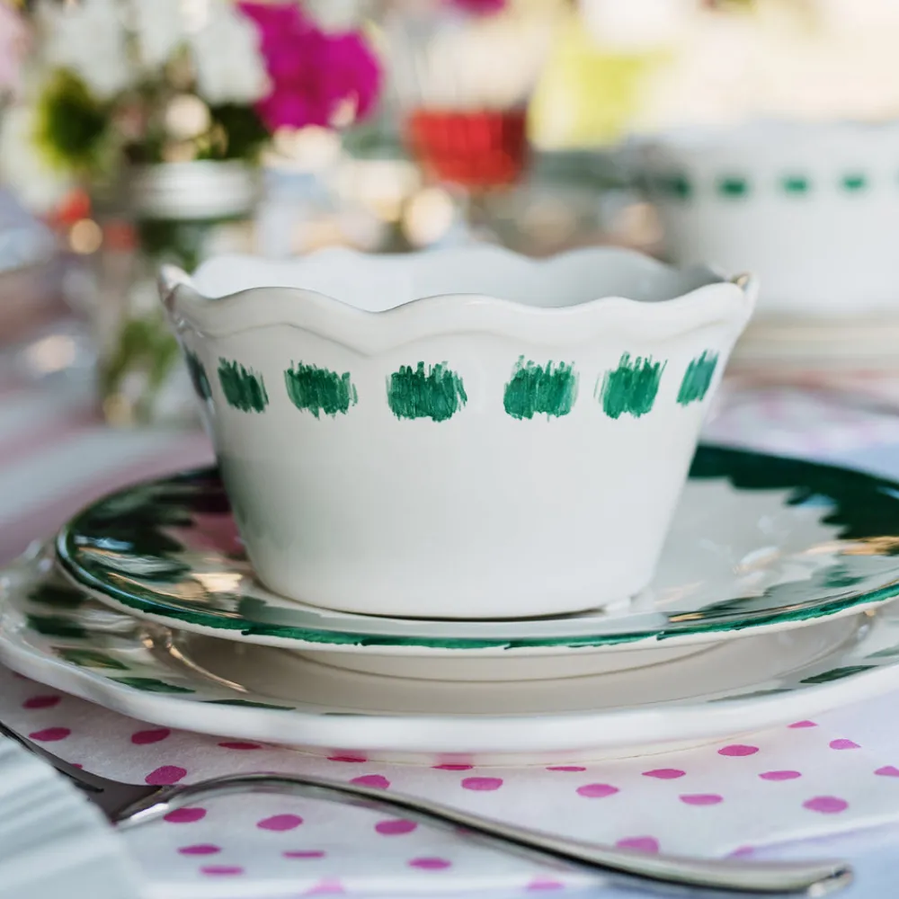 VIETRI Dinnerware|Lisbon Green Stitch Cereal Bowl