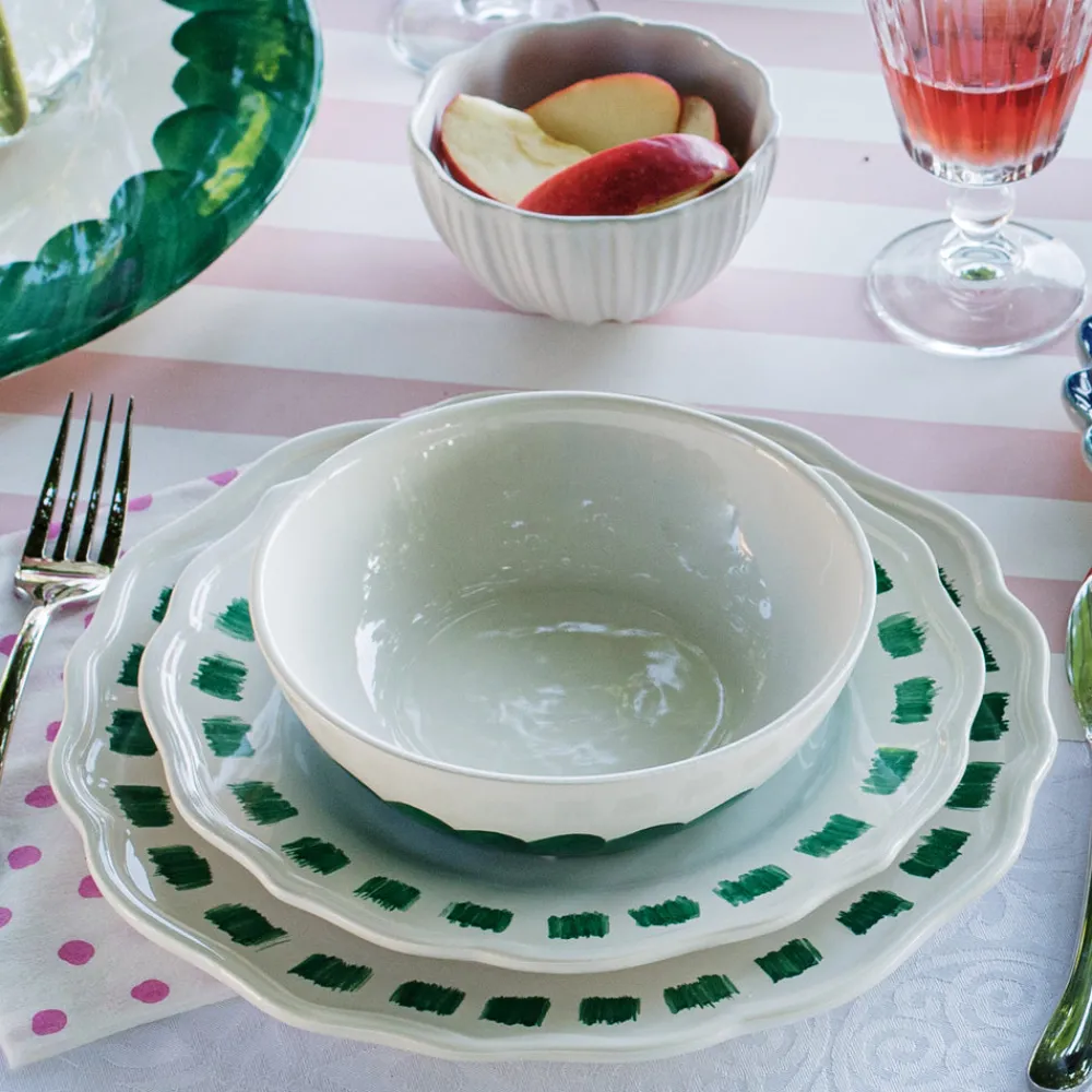 VIETRI Dinnerware|Lisbon Green Stitch Dinner Plate