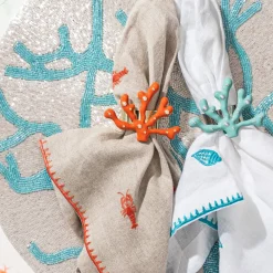 Joanna Buchanan Place Settings & Linens|Lobster Embroidered DInner Napkins in Flax, Set of Two