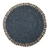 Caravan Place Settings & Linens|Loopy Abaca 15" Round Placemat in Navy & Natural, Set of 4
