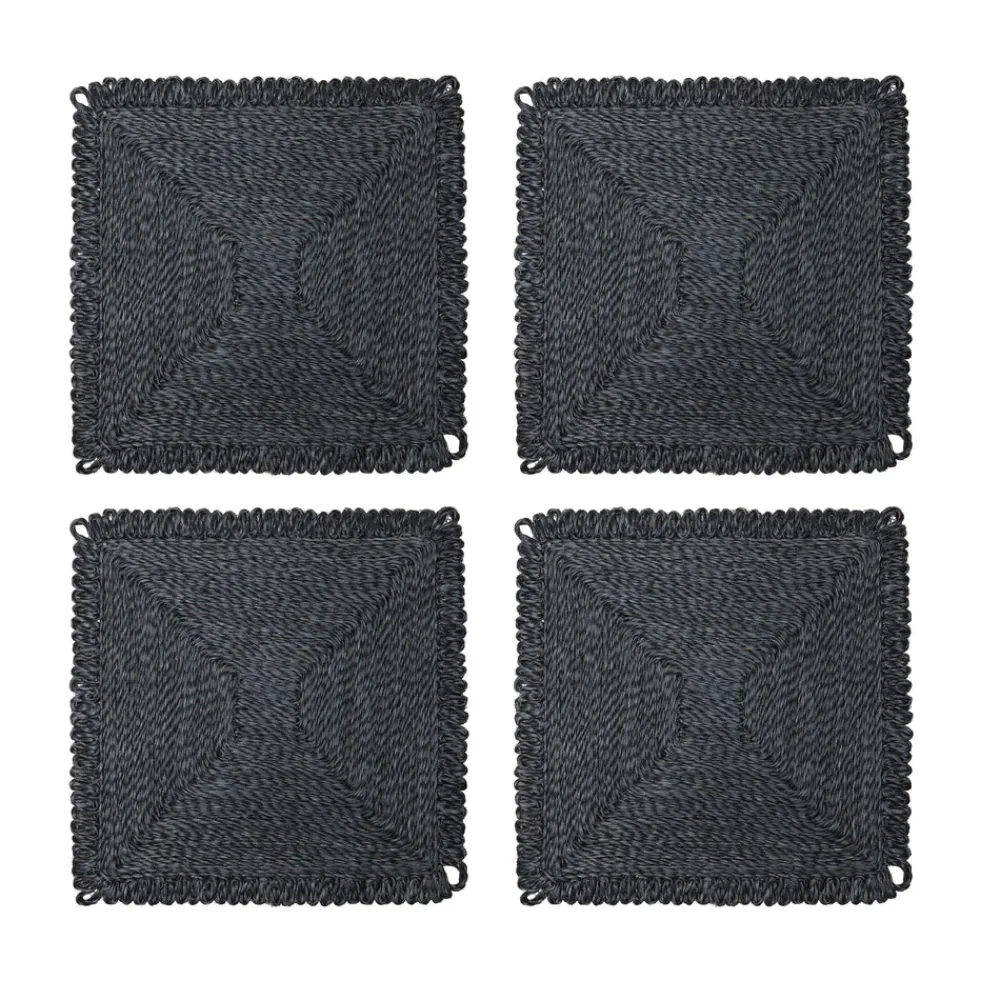 Caravan Place Settings & Linens|Loopy Square Placemat in Navy, Set of 4