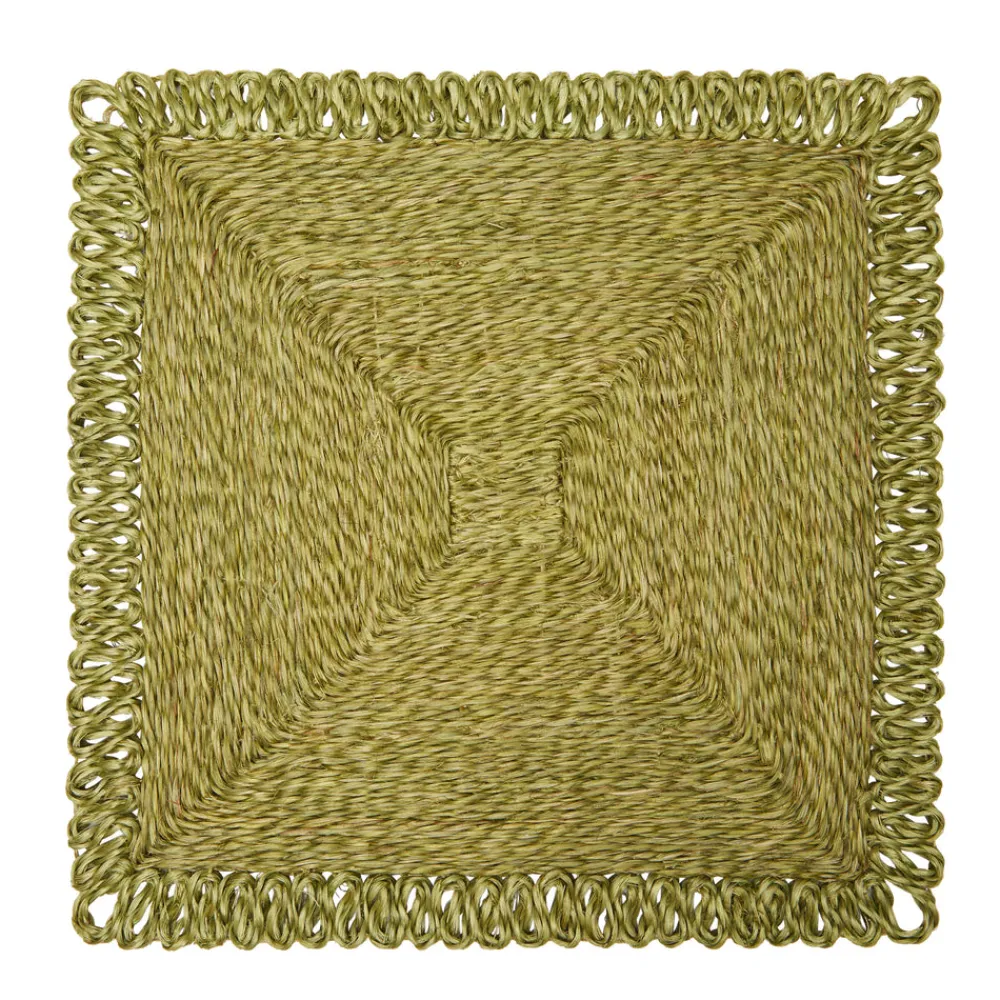Caravan Place Settings & Linens|Loopy Square Placemat in Olive Green, Set of 4