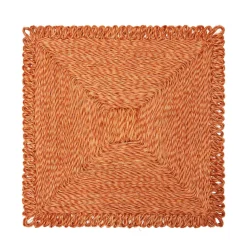Caravan Place Settings & Linens|Loopy Square Placemat in in Clementine, Set of 4