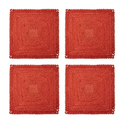 Caravan Place Settings & Linens|Loopy Square Placemat in Red, Set of 4