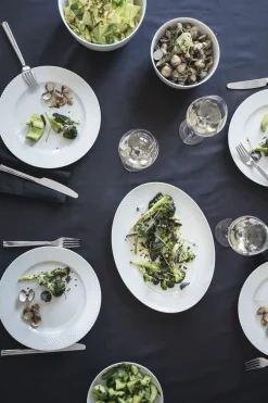 Lyngby Porcelain Dinnerware|Rhombe Oval Serving Dish in White