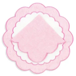 Loulou La Dune Place Settings & Linens|Made-to-Order Colette Linen Placemat and Napkin, Set of 12 in Pink