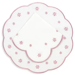 Loulou La Dune Place Settings & Linens|Made-to-Order Margueritte Linen Placemat and Napkin, Set of 12 in Pink