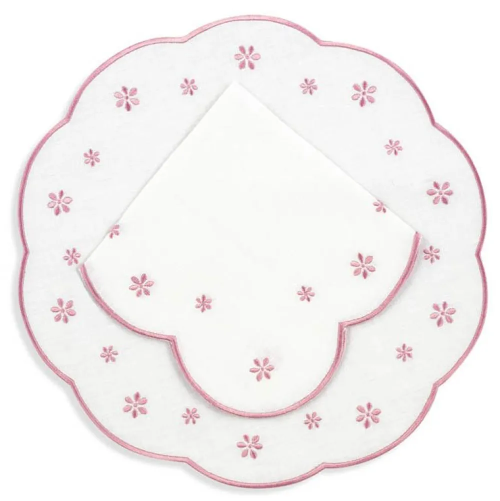 Loulou La Dune Place Settings & Linens|Made-to-Order Margueritte Linen Placemat and Napkin, Set of 12 in Pink