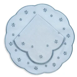 Loulou La Dune Place Settings & Linens|Made-to-Order Margueritte Linen Placemat and Napkin, Set of 12 in Light Blue