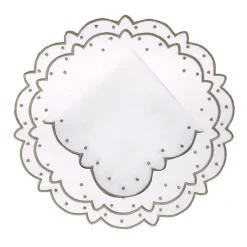 Loulou La Dune Place Settings & Linens|Made-to-Order Suzette Linen Placemat and Napkin, Set of 12 in Dark Green