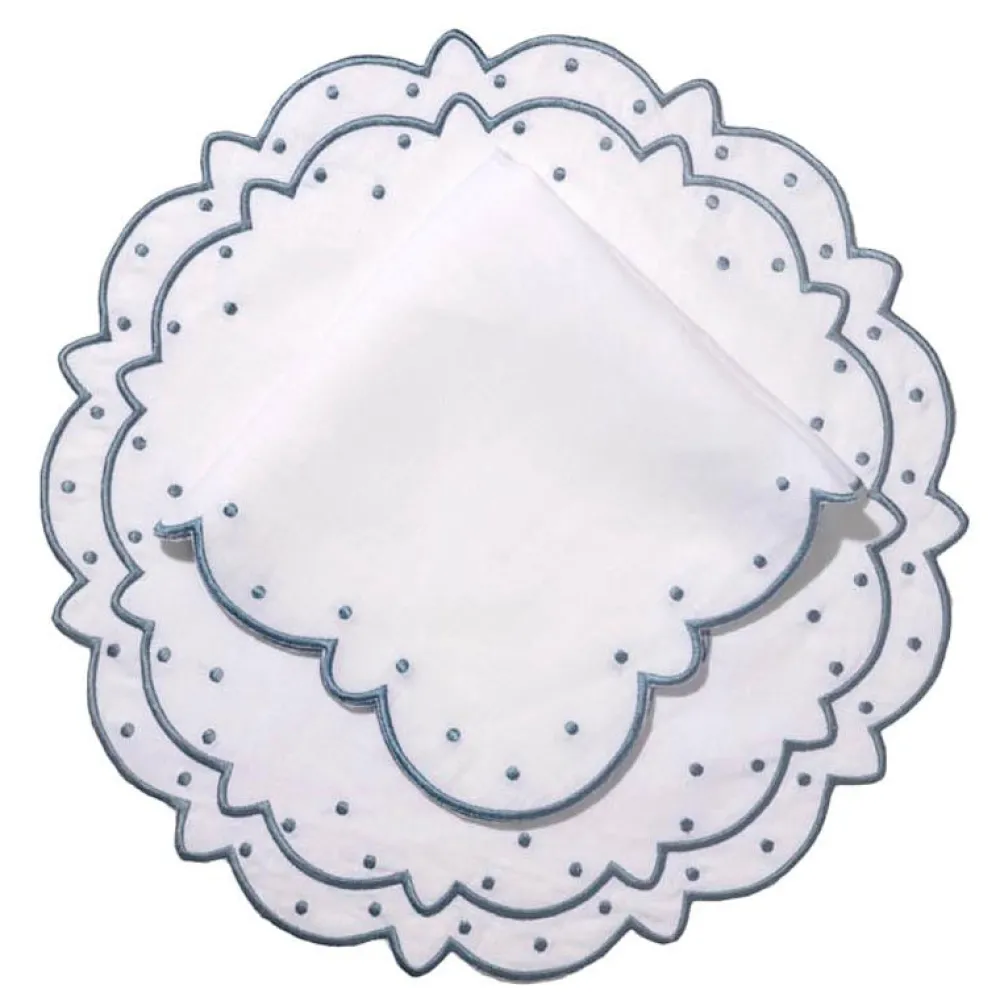 Loulou La Dune Place Settings & Linens|Made-to-Order Suzette Linen Placemat and Napkin, Set of 12 in Blue