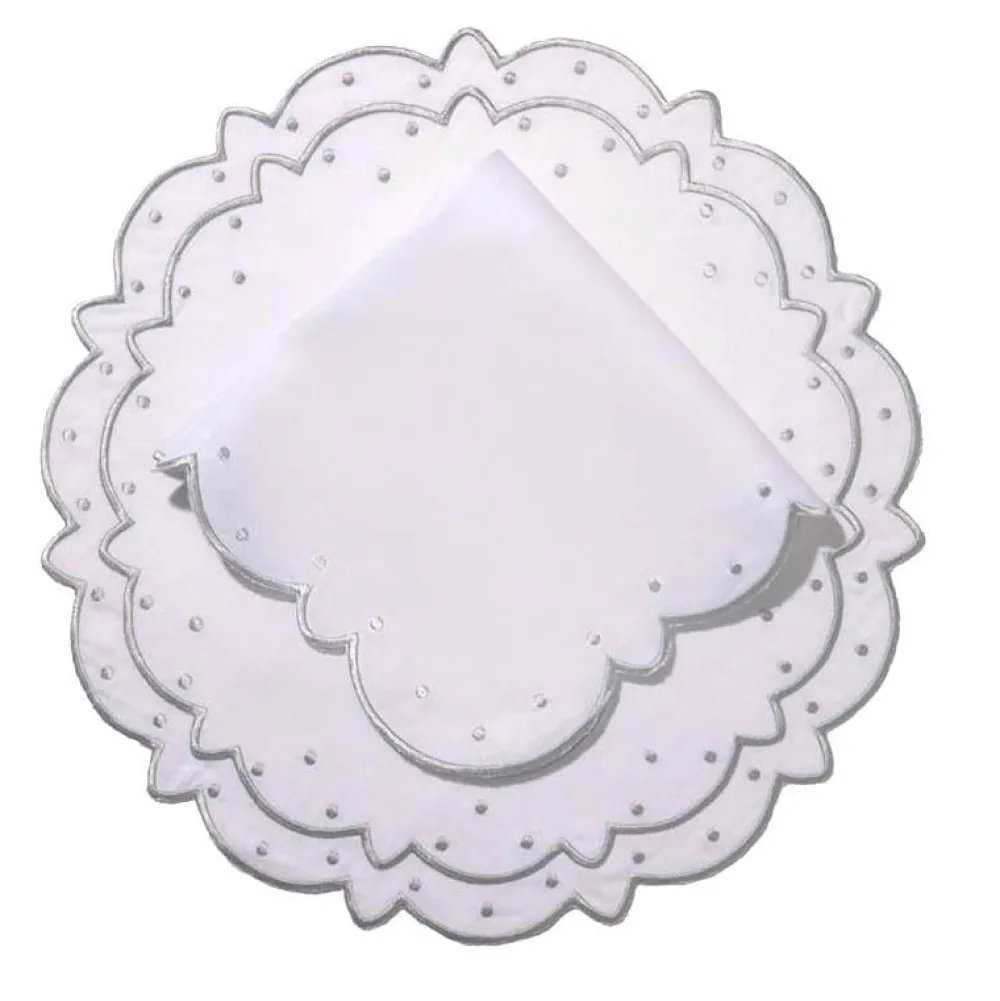 Loulou La Dune Place Settings & Linens|Made-to-Order Suzette Linen Placemat and Napkin, Set of 12 in Silver