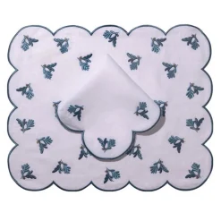 Loulou La Dune Place Settings & Linens|Made-to-Order Violette Linen Placemat and Napkin, Set of 12 in Blue