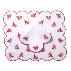 Loulou La Dune Place Settings & Linens|Made-to-Order Violette Linen Placemat and Napkin, Set of 12 in Red