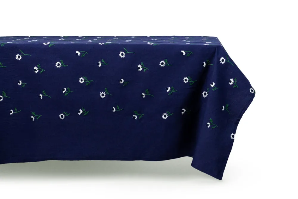 Esencial Hogar Place Settings & Linens|Manzanilla Rectangular Tablecloth in Navy