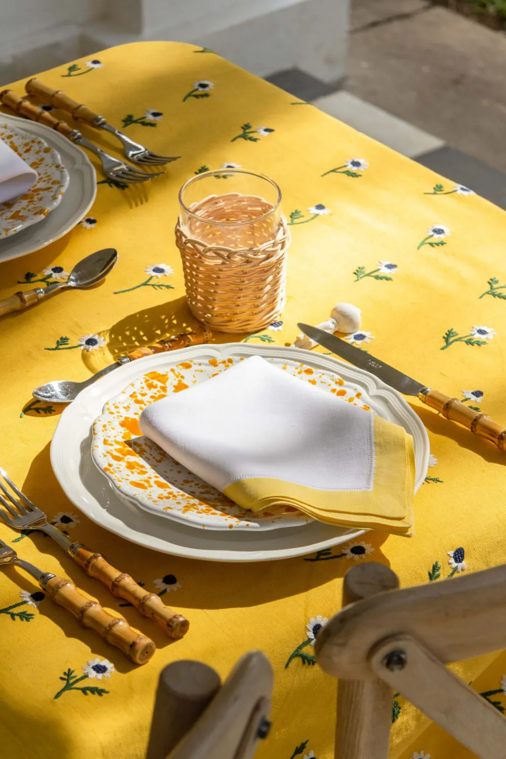 Esencial Hogar Place Settings & Linens|Manzanilla Rectangular Tablecloth in Mustard