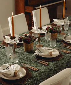 Rebecca Udall Place Settings & Linens|Marble Linen Tablecloth in Green